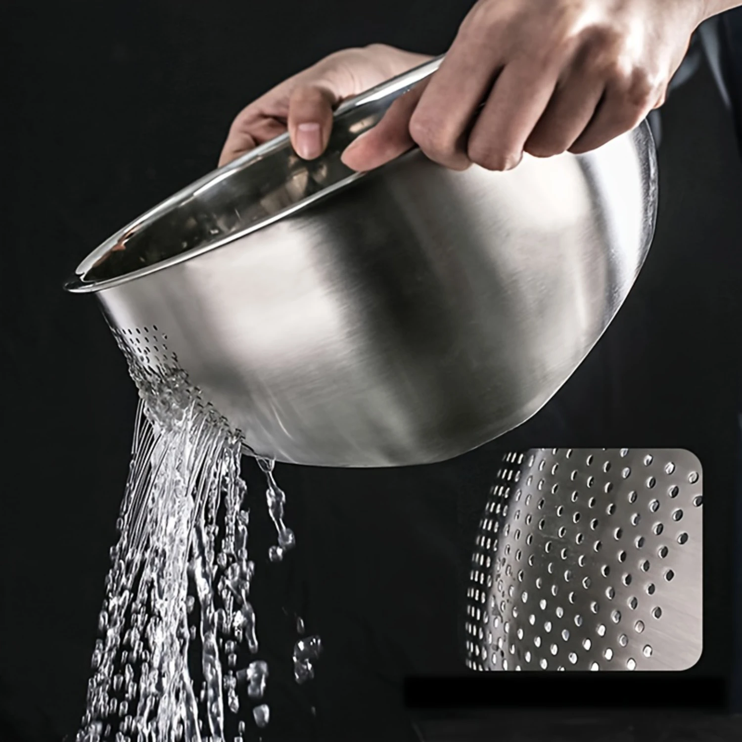 Stainless Steel Rice Colander - 1pc Rice Washing Drain Basket & Filter, Creative Sieve for Multifunctional Kitchen Use - Househo