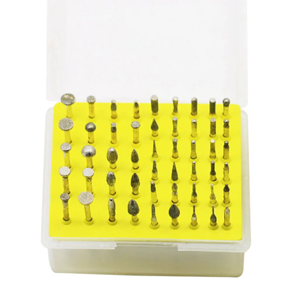 

50pcs Carving Woodworking Home With 3mm Shank Polishing Bits Diamond Rotary Burr Set Electric Grinder Accessories Grinding Heads