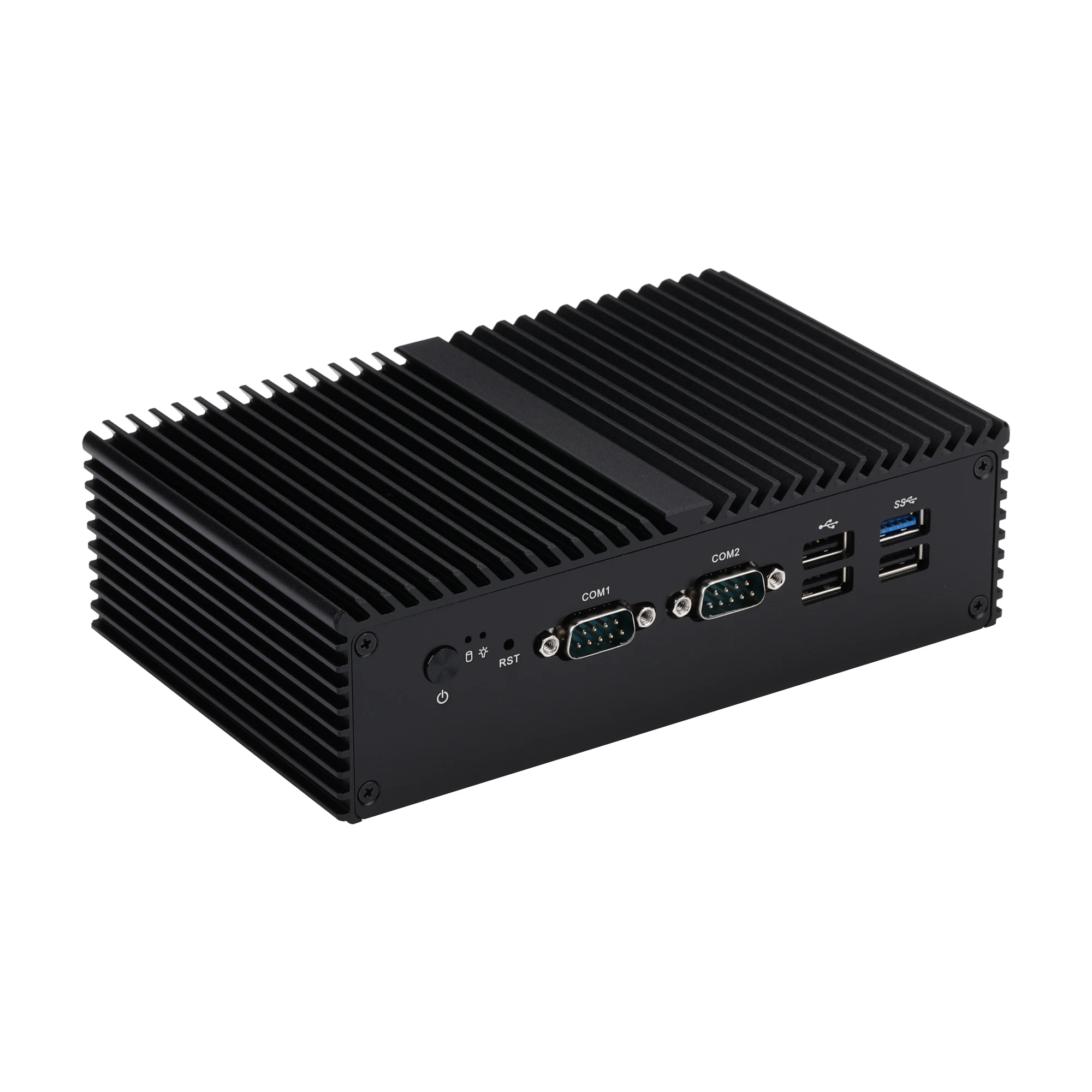 QOTOM Mini PC Q10922X N100 Processador de quad núcleos 5 portas seriais RS232 PC industrial sem ventilador para escritório doméstico