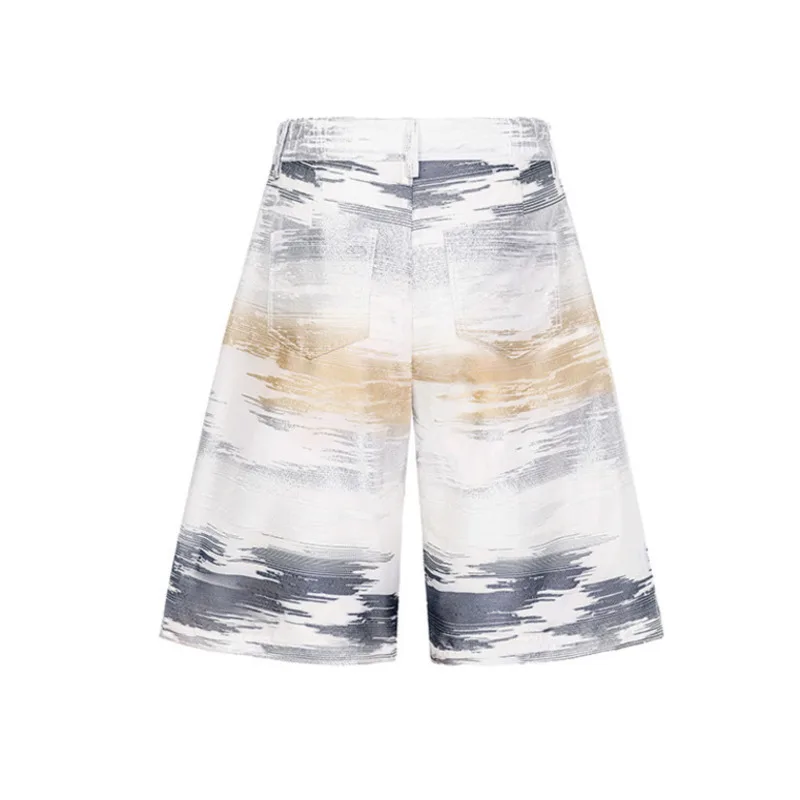 WVGA Spring Summer New Men's Tide Retro Gradient Jacquard Personality Trendy Loose Shorts Niche Casual Streetwear Ins Y2K W17488
