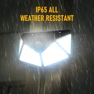 100 LED Solar Wall Lamp Todos os Lados Luminous Motion Sensor Humano Indução Pátio Impermeável Escadas Outdoor Wall Light 12 principais vendas luz solar degrau - №3