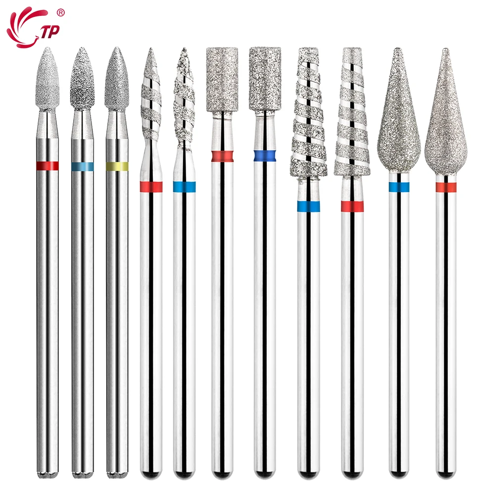 TP 5Pcs/lot Flame Cutters for Manicure 3/32\'\' Diamond Nail Drill Bits Professional Russian Manicure Bits Cuticle Remove Tools