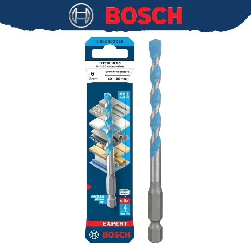 BOSCH EXPERT HEX-9 Multi Construction Drill Bit Hex Shank Universal Multi Material Drill Bit for Tile Concrete Metal Wood