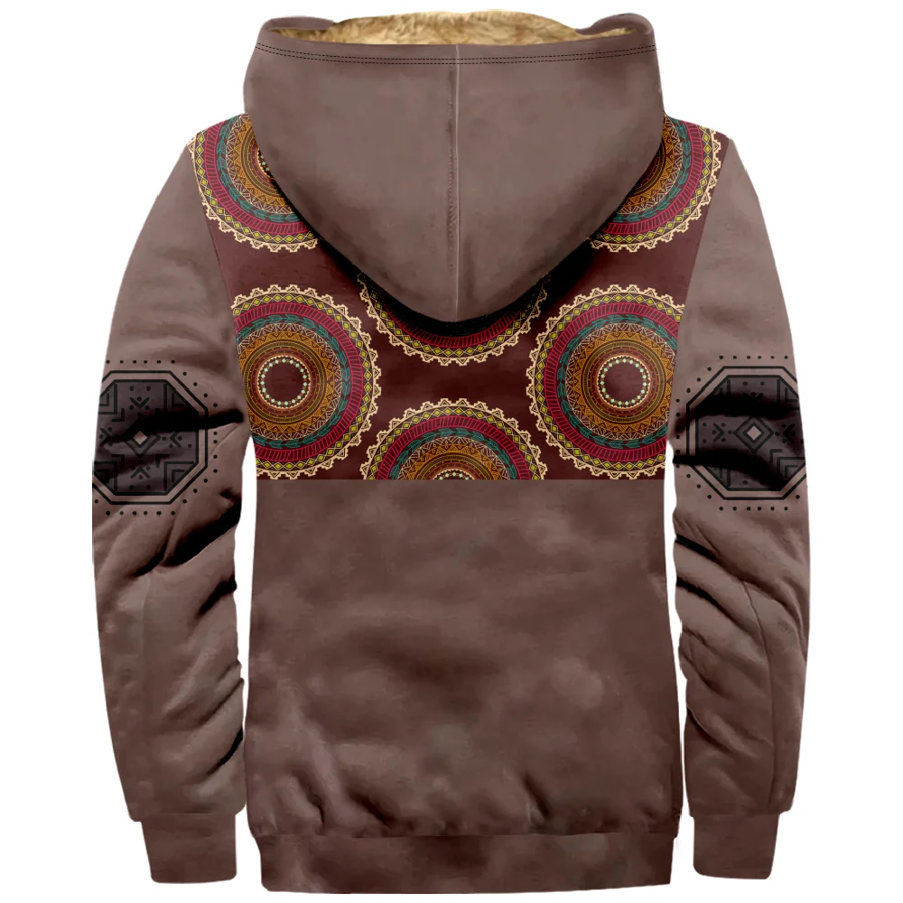 Aztec Graphic Vintage Pattern Hoodie 2023 New Print Long Sleeve Zipper Sweatshirt Stand Collar Coat Women Men Winter Clothes