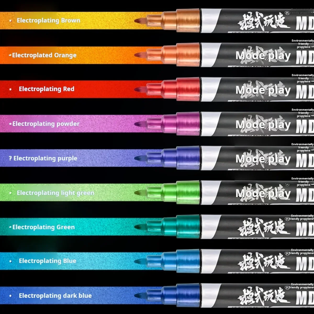 

9pcs MS028 Super Metallic Model Marker Pen Kit EX001-009 for Gundam DIY Model Making Tool Propylene Nylon Marker Metal Color Pen