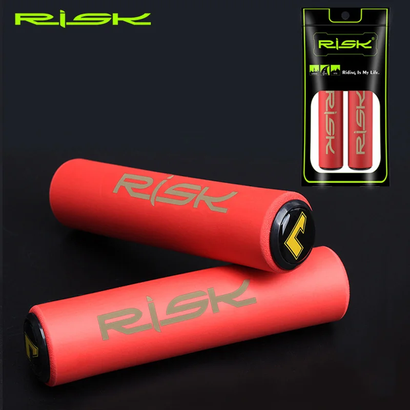 RISK MTB Bike Grips Bicycle Handlebar Grips Ultra-light Antiskid Soft Silicone Cycling Bike Handle Grips Cover Plastic End Plugs