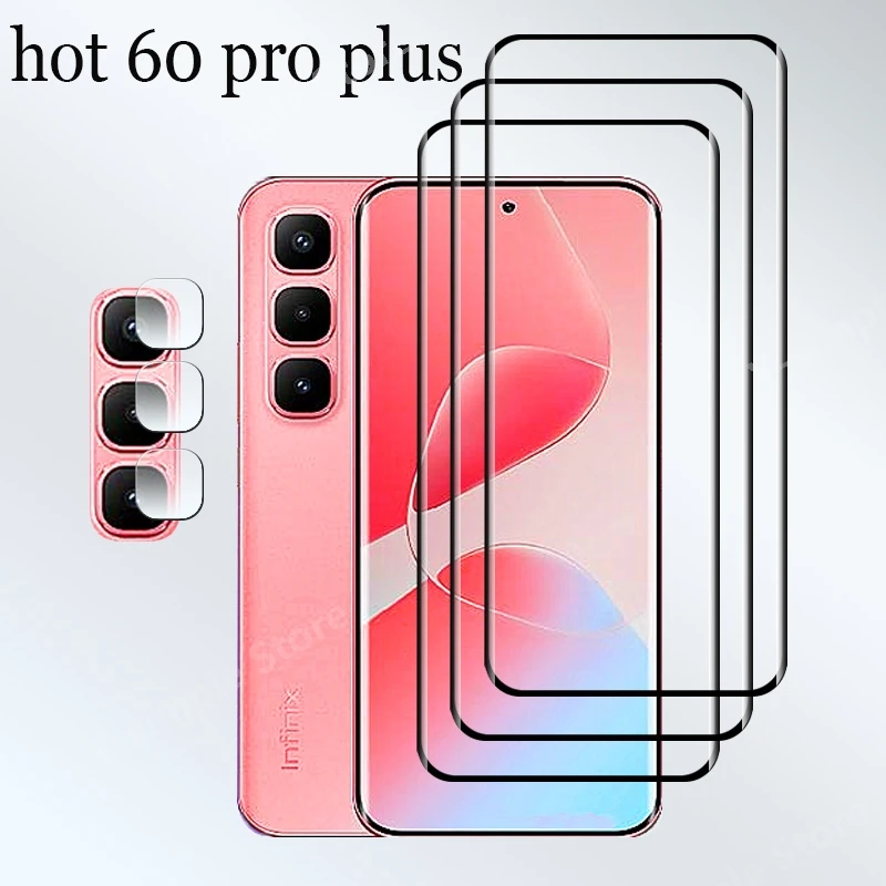 3 + 3 изогнутых закаленных стекла для Infinix hot 60 pro plus, защитная пленка для экрана, противовзрывная пленка, мягкая пленка для объектива камеры hot60pro +