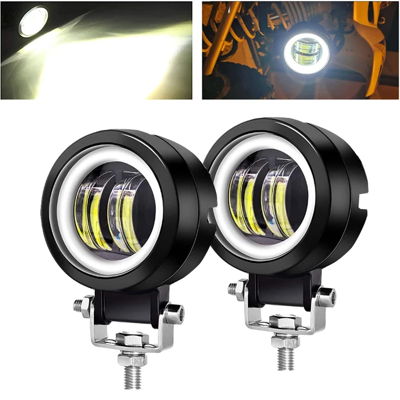 Pair LED Motorcycle Running Light 60W 6000K Auxiliary Spotlight LED Fog Work Light Suitable For Motorcycles Trucks SUVs UTVs
