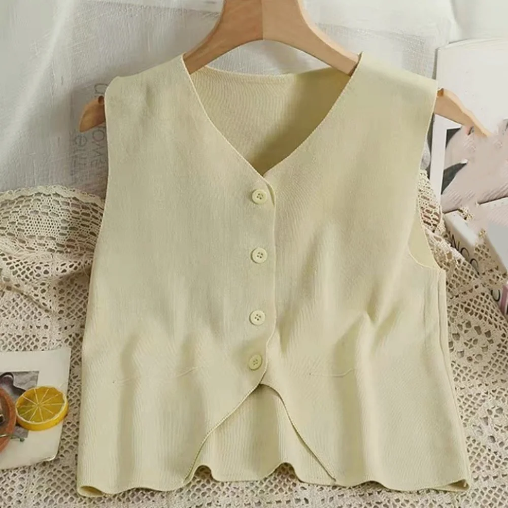 เสื้อกั๊กถักนิตติ้งแบบอเนกประสงค์สำหรับฤดูร้อน ขนาดมาตรฐาน สภาพใหม่เอี่ยม ผลิตจากผ้าฝ้ายผสมสแปนเด็กซ์