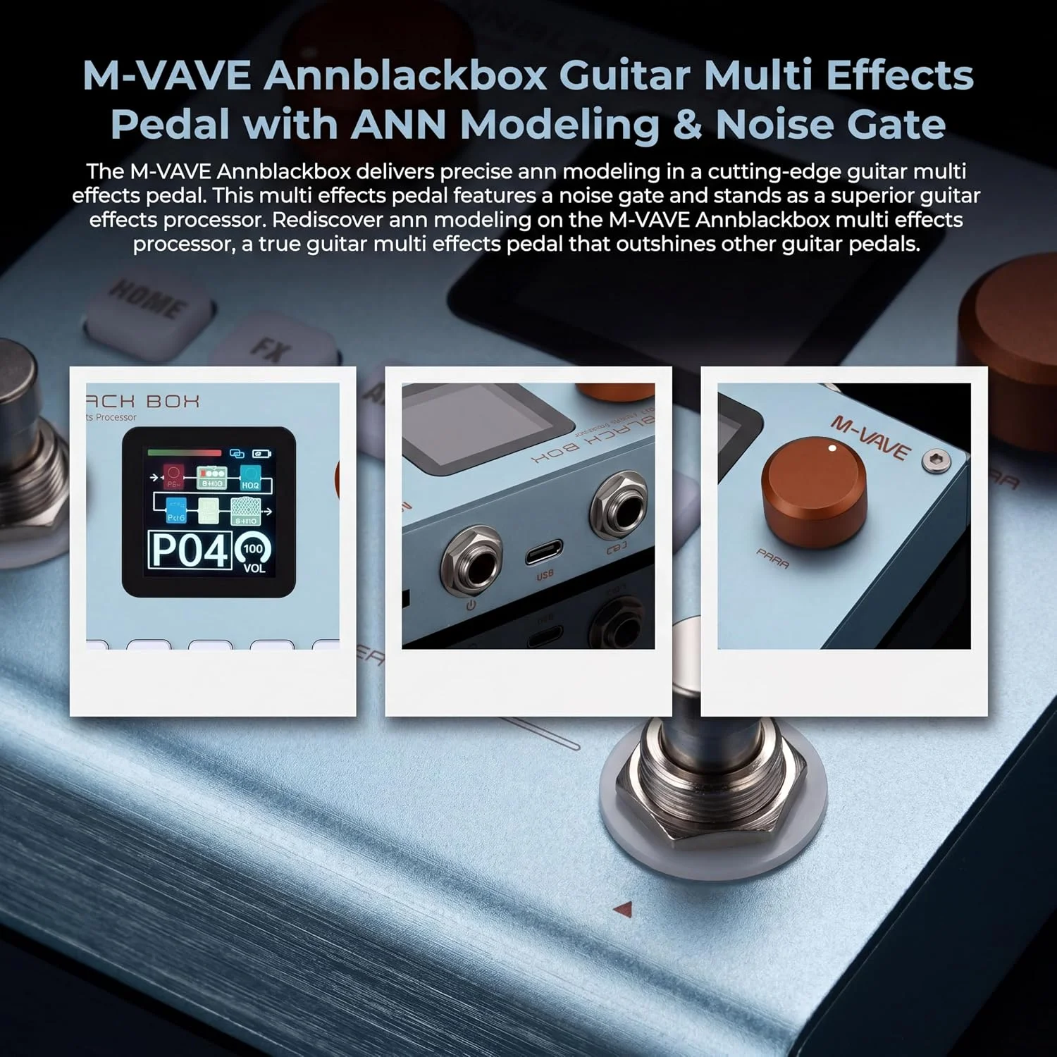 M-VAVE Black Box Pedals Guitar / Bass AMP Modeler Multi-Effects Processor Built-in Rechargeable Battery for Electric Guitar Bass