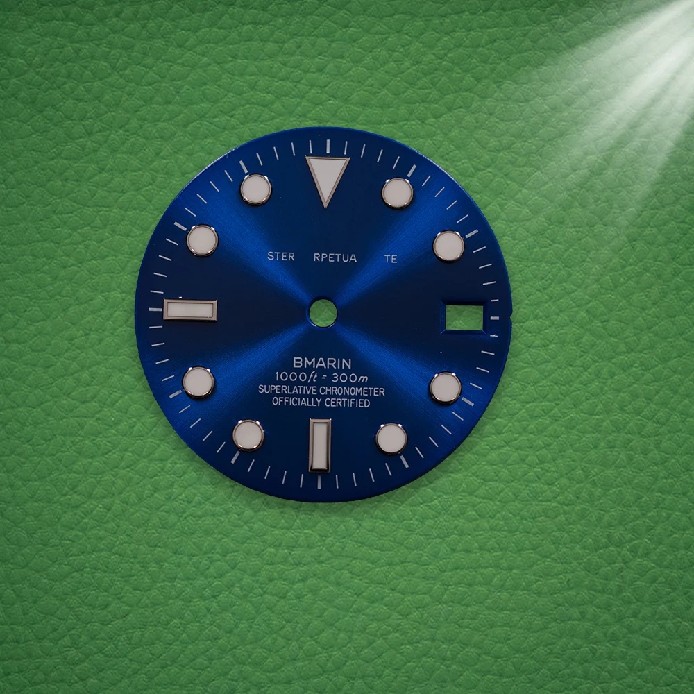 S Logo Dial 28.5mm Gradient NH35 sun Dial Fit NH35/NH36/4R/7S Japanese Movement Ice Blue Luminous Watch Modification Accessories view 5