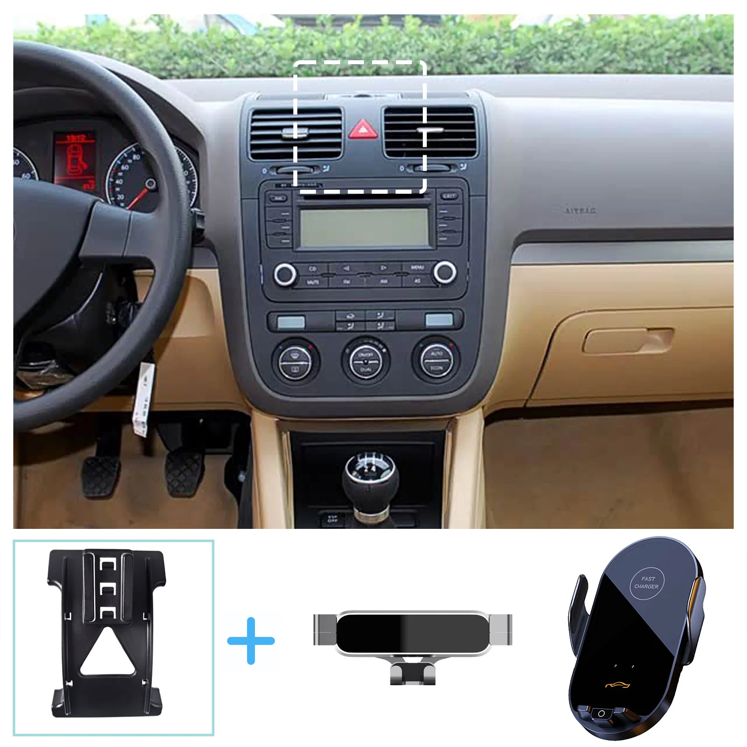 Per Volkswagen VW JEETA MK5 2006-2011 Supporto per telefono per auto Staffa di ricarica wireless Base Supporto per gravità Supporto per telefono Accessori per auto