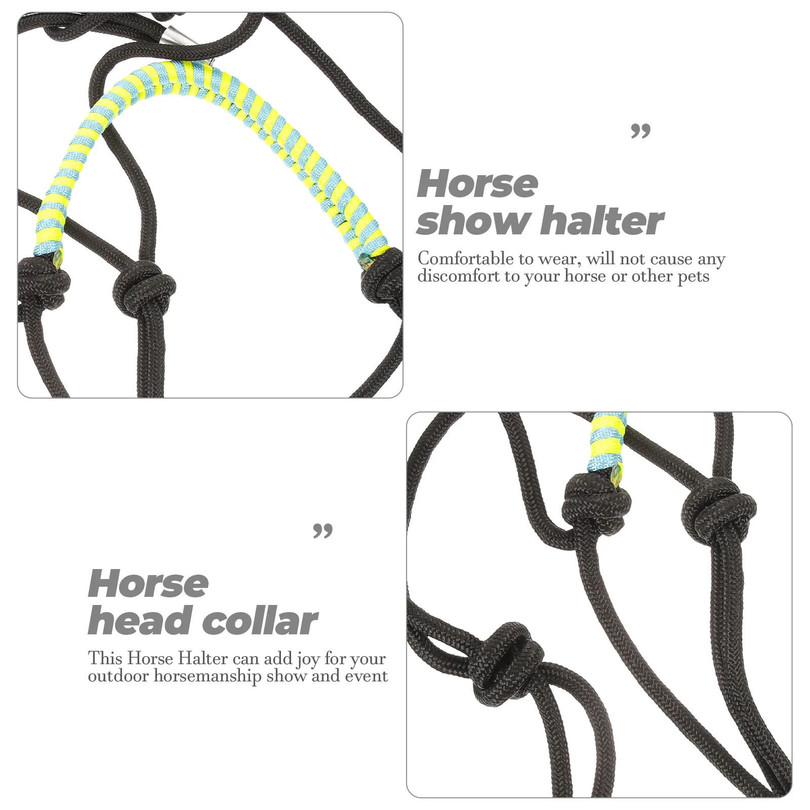 Adjustable Multi-knot Rope Braided Horse Head Halter Collar Training Equipment Bridle Headstall Tie The