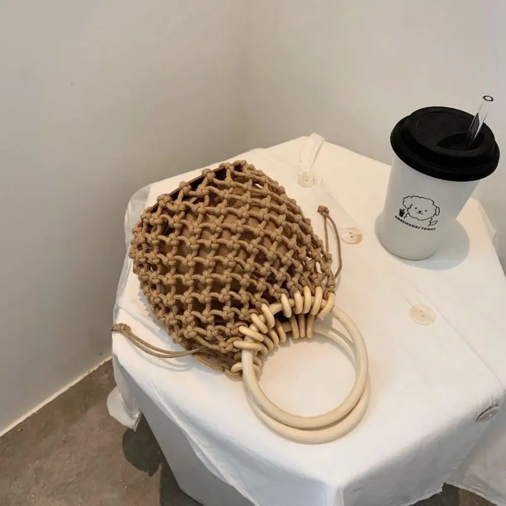 

Женская поставка, летняя пляжная сумка с хлопковой веревкой на подкладке, сетчатая сумка из ротанга, тканая сумка, соломенные сумки ручной работы, сетчатая сумка с ручкой