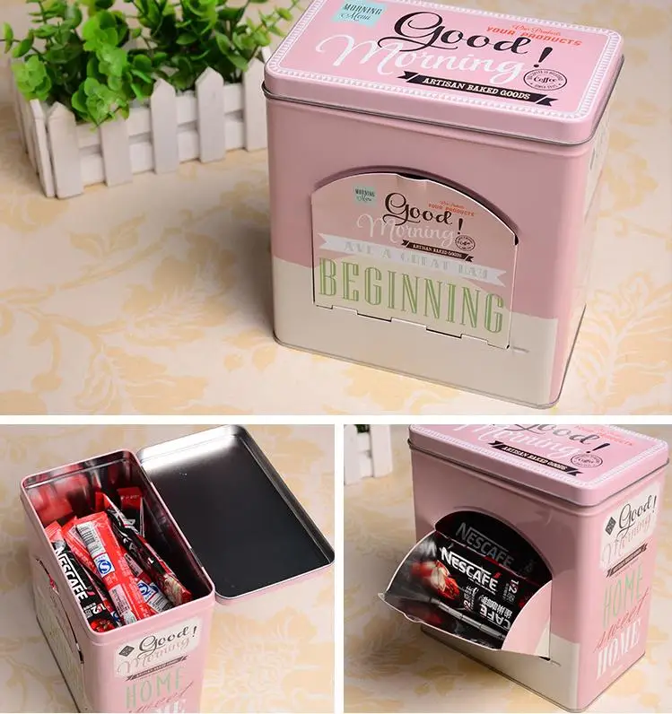 Creative Tin Coffee Storage Box Snacks Candy Organizer Home Decor Metal Colletable Box Snack Biscuits Container