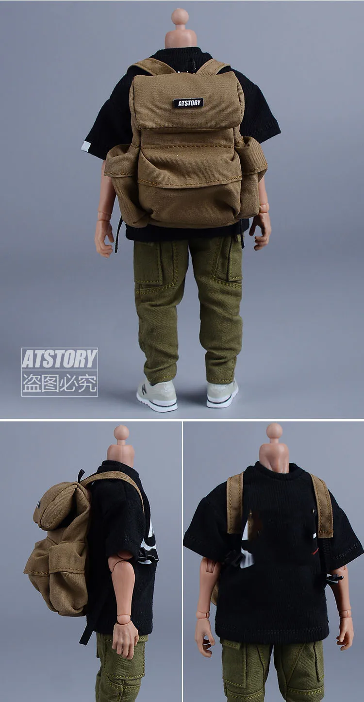 1/12 scale male dolls clothes Double shoulder hiking backpack fit 6'' action figure body model