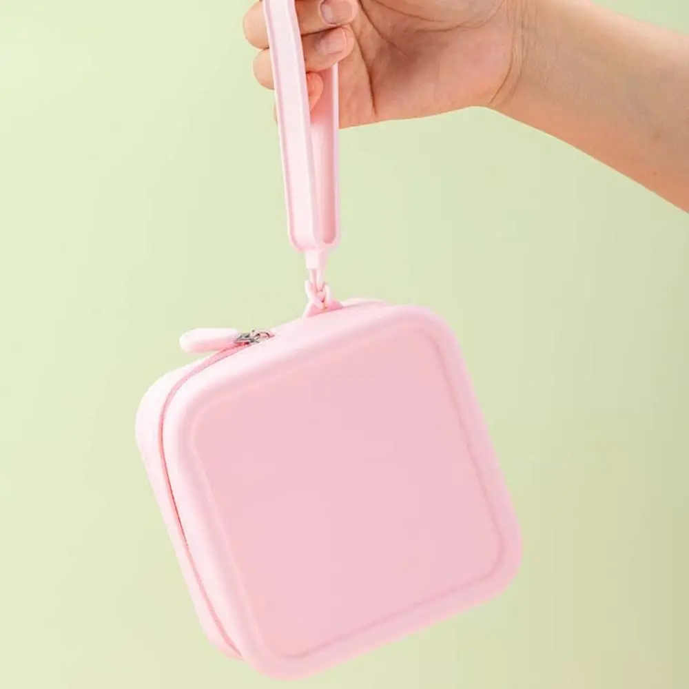 Morandi Color Silicone Cosmetic Bag Rectangle Large Capacity Multifunction Storage Bag Solid Color Makeup Brush Holder