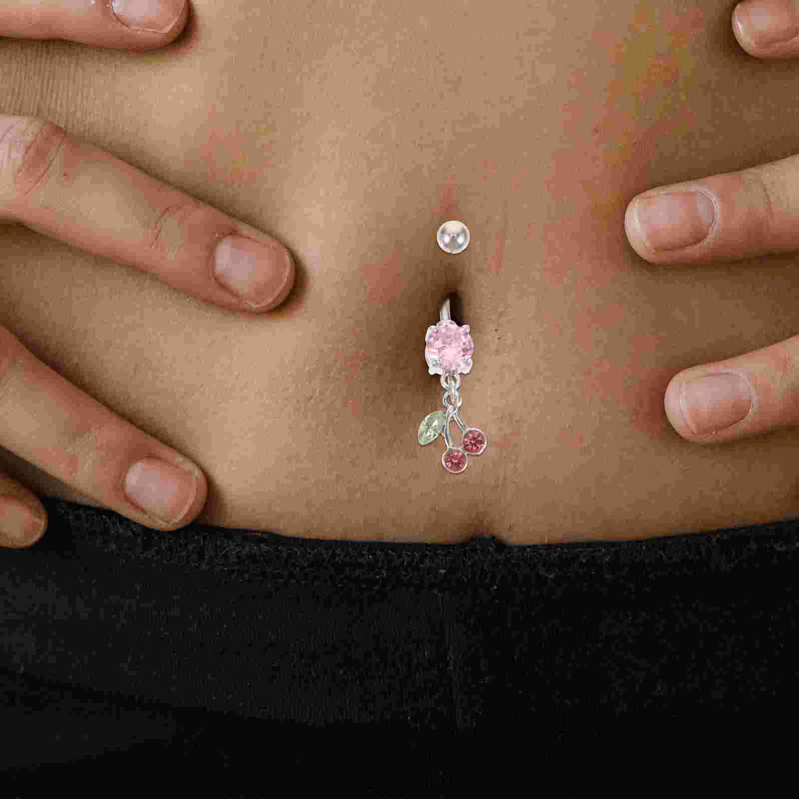 Body Piercing Jewelry Cherry Belly Ring Jewellery for Women Rings Dangling Miss Girls Dangle