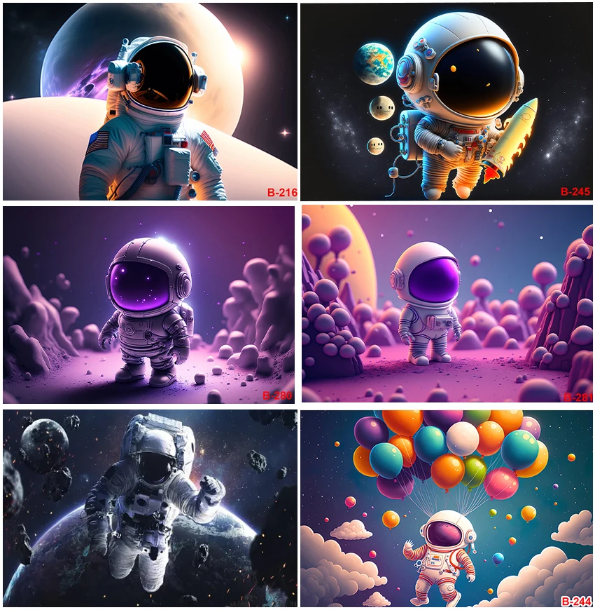 Astronaut Universe Planets Theme Backdrops Outer Space Photography For Boys Kids Birthday Party Decoration Custom Backgrounds