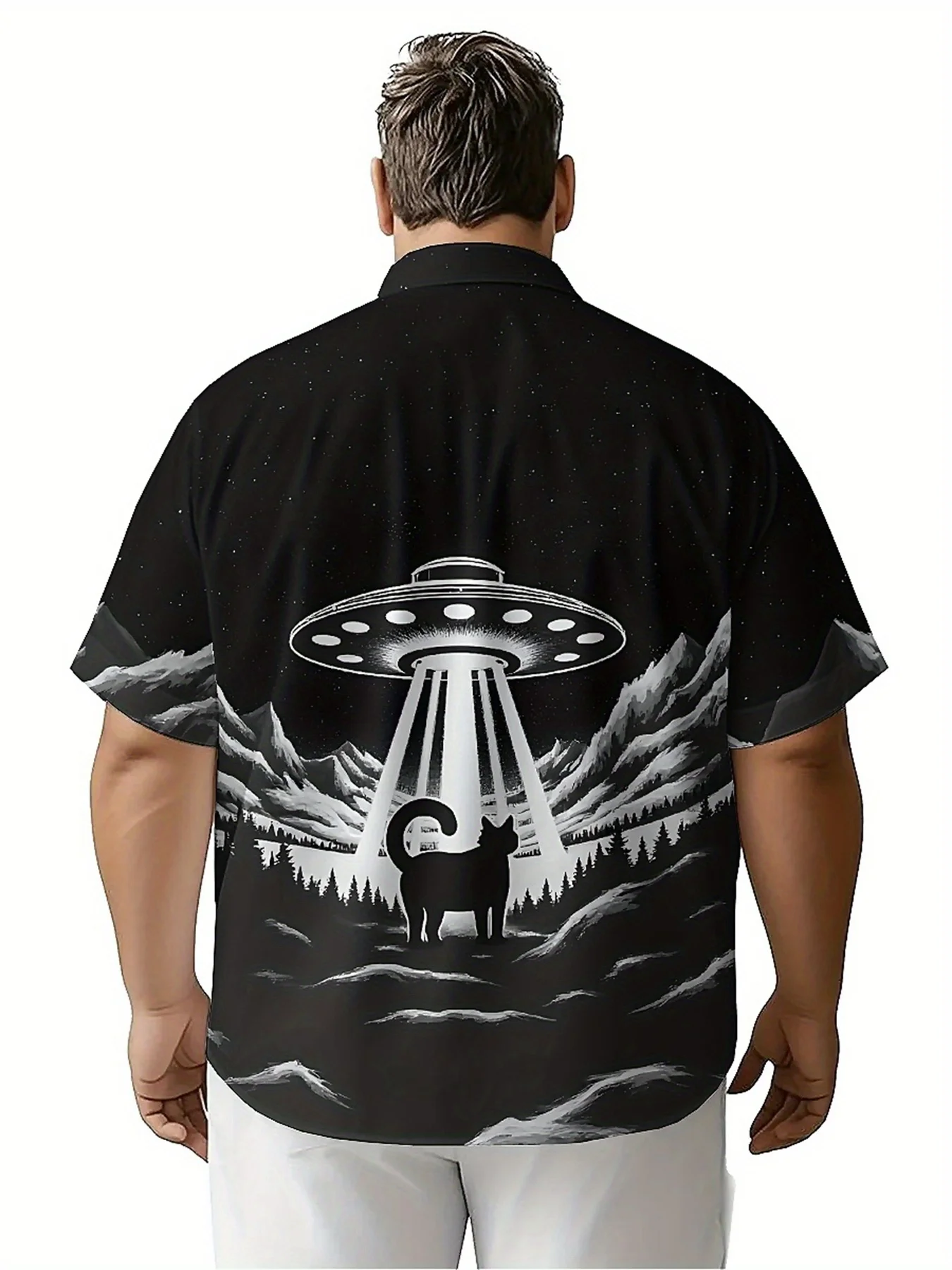 Men's Plus Size Hawaiian Shirts Alien Pattern,Premium Comfort Youth Clothes,Y2K Tops