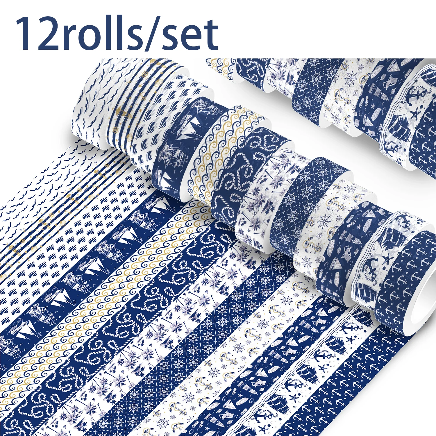 

12 рулонов, набор тематических лент васи для парусной навигации, лента для рукоделия, материал для скрапбукинга, клейкая малярная лента, принадлежности