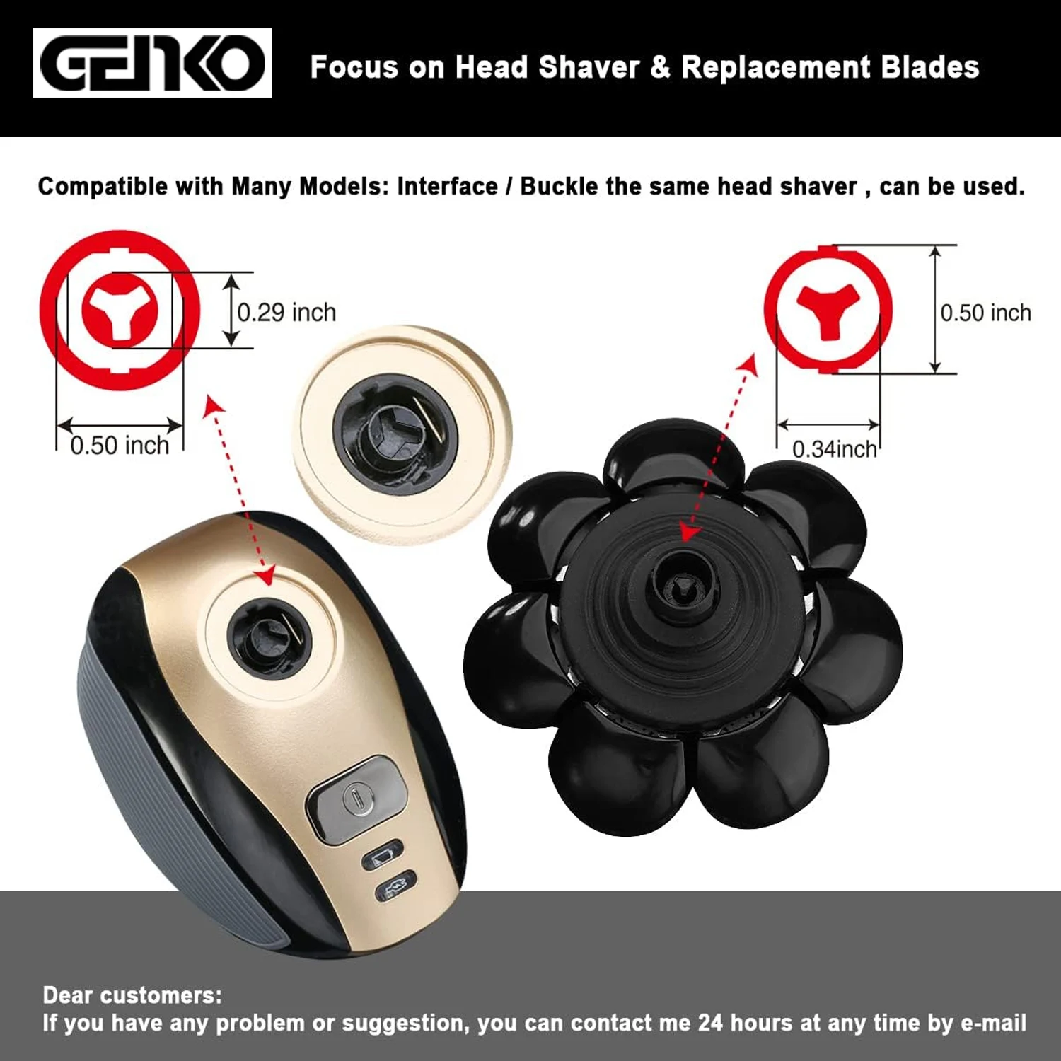 GENKO 8 Blades Head Shaver Replacement Heads 8 Heads For Many Main Brands Electric Shaver Razor Bald Men Head Shaver Blades