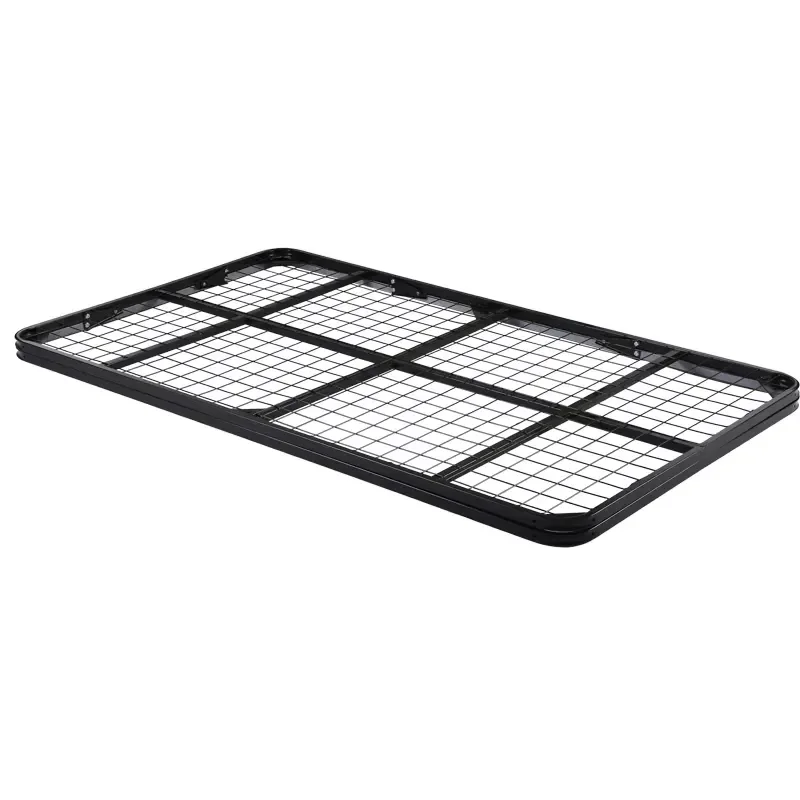 Italian Modern Large Dual Size Platform Bed Frame Metal Plywood Slats
