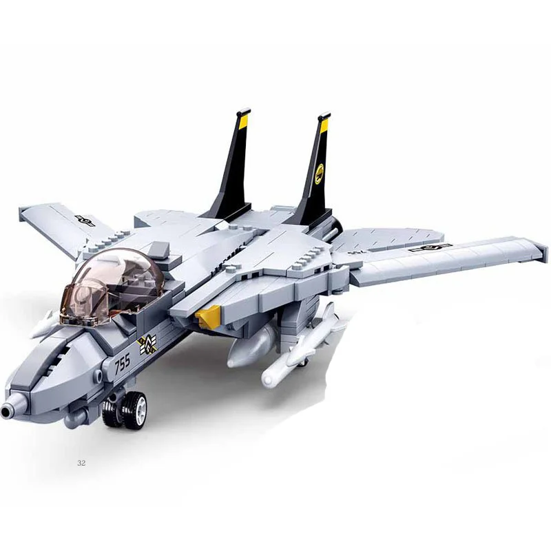 

Military F-14 Tomcat Fighter Block DIY 404Pcs US Airplane Model Building Brick Toy Fot Boys