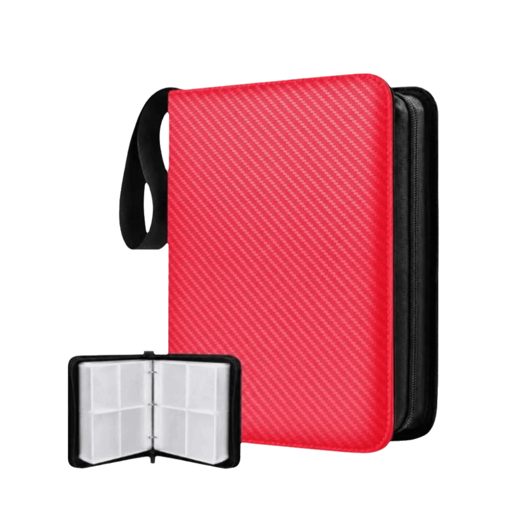 400 Pockets Card Binder Holder with 50 Sheets PU Leather Mini Card Binder Carbon Fiber Durable Rigid Card Holder Card Collection