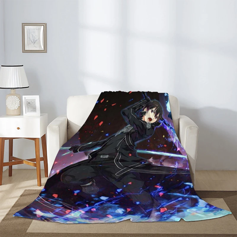 

Winter Blanket Sword Art Online SAO Kirito Sofa Blankets & Throws Microfiber Bedding Knee Warm Anime Fluffy Soft Nap Decorative