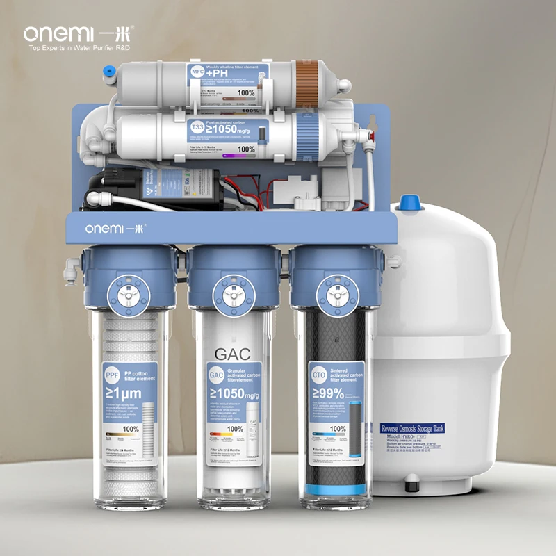 

OEM 6-Stage 75G Reverse Osmosis System Transparent for Home and Outdoor Electric Alkaline Water Purifiers for Home Drinking