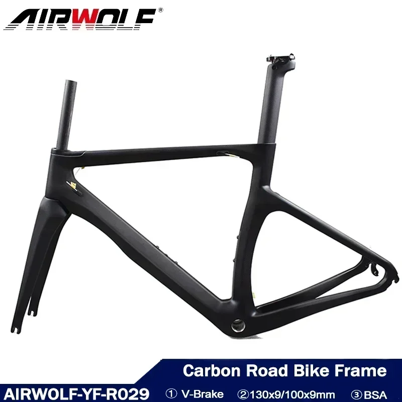 

Airwolf T1100 Carbon Bike Frame 700*23c Carbon Road Frame Road Bike Frame 130*9mm Carbon V Brake Bicycle