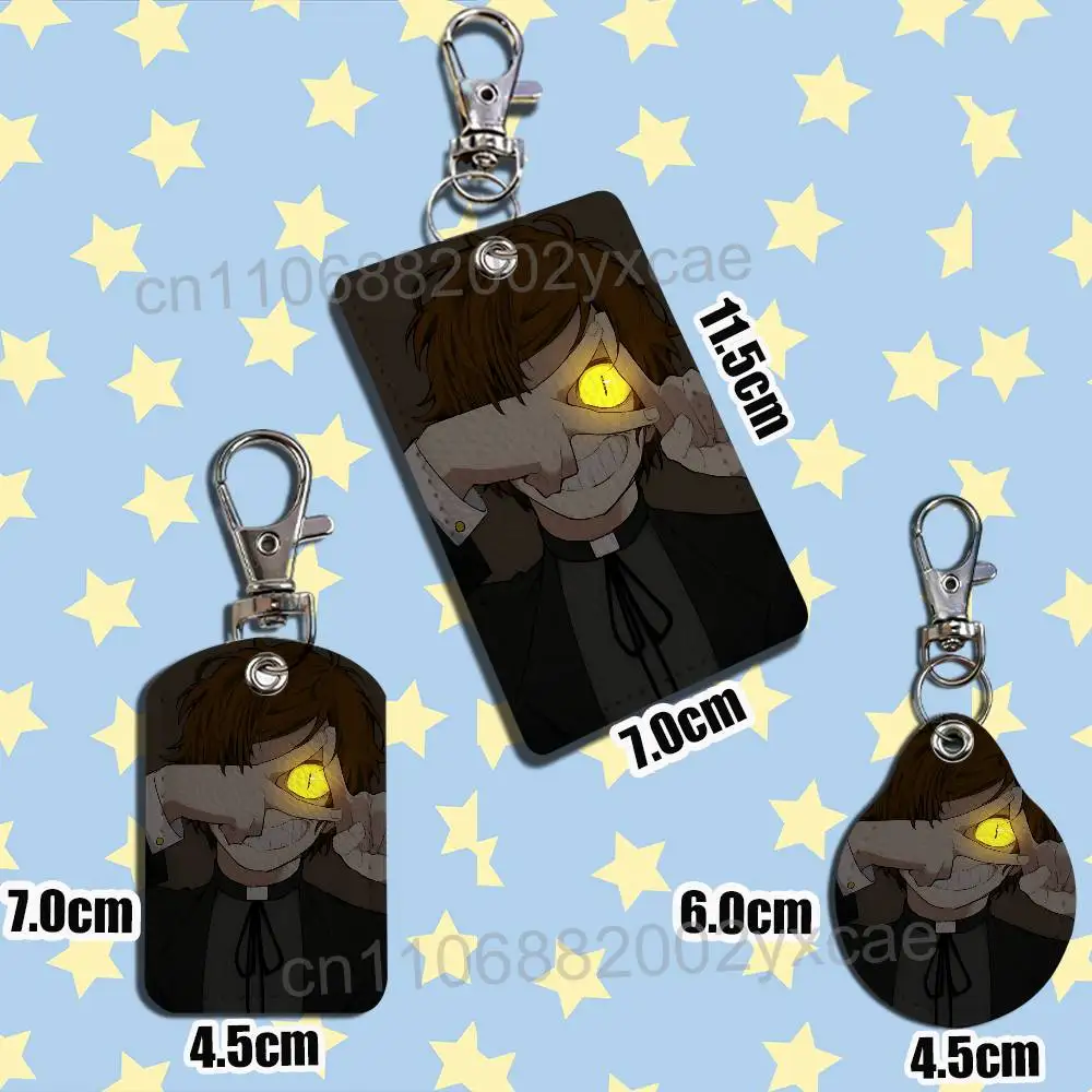 Bill Cipher Dipper Gravity Falls Rectangle ID Card Case Keychain Access Card Bag Tag Ring Leather