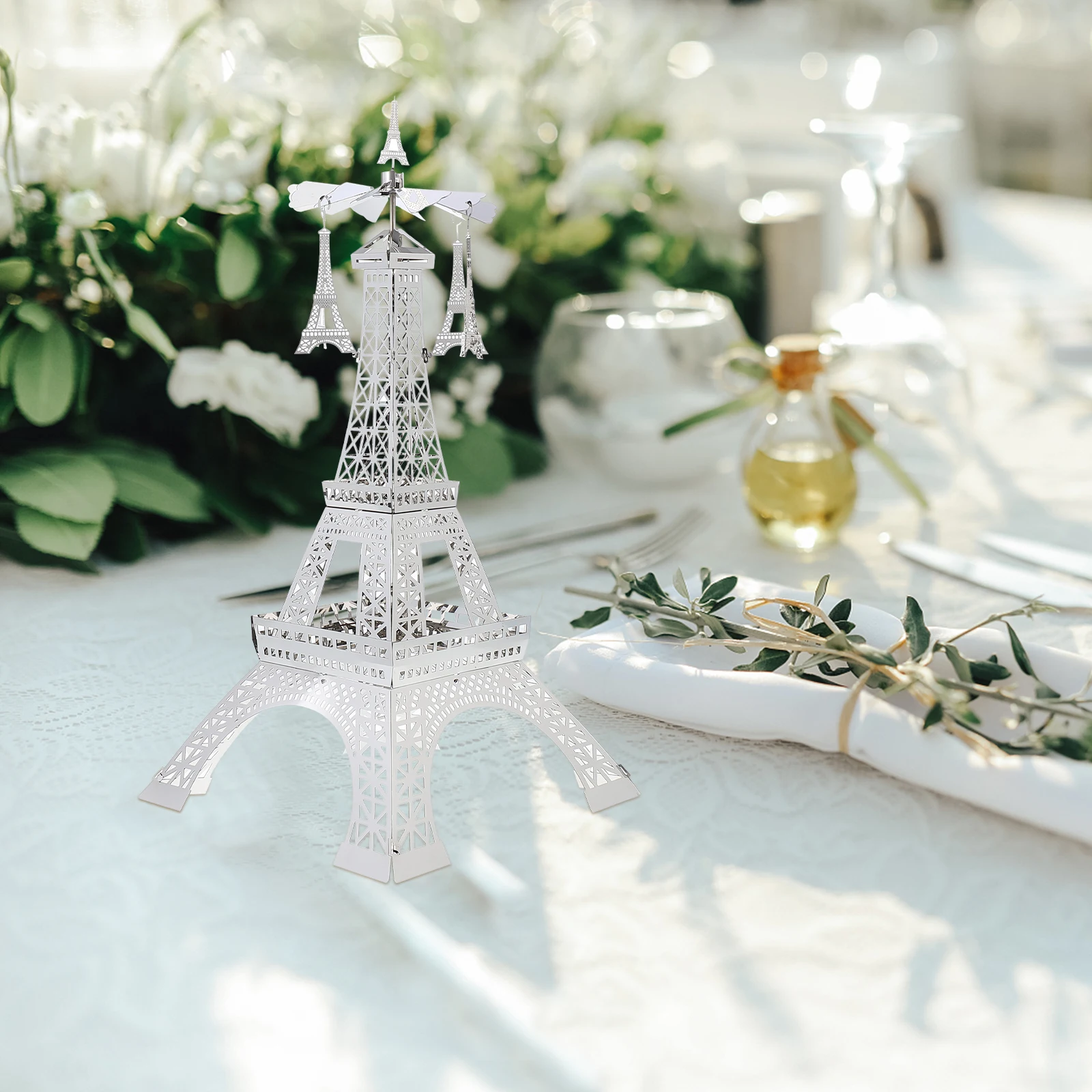 

Eiffel Tower Rotating C Holder Silver Stainless Steel 13 5X13 5X28CM Table Decor Romantic C St Christmas Wedding