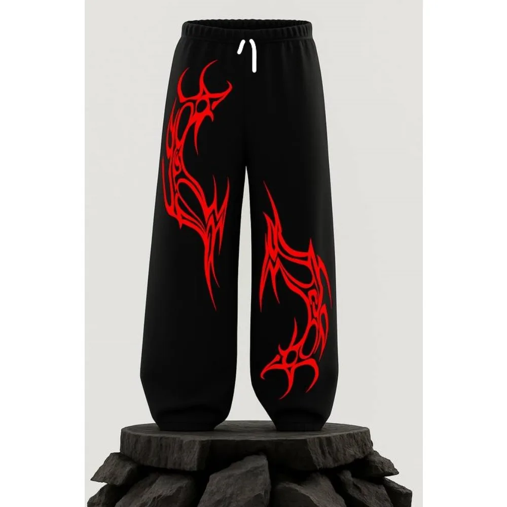 Gothic Street Style Men's and Women's Casual Sports Summer New Campus Fashion Essential Trend Printed Oversized Loose Pants
