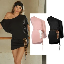 2025 Latin Dance Dress Women Bat Sleeved Black Dress Adult Practice Clothes Rumba Dance Costume Sexy Competition Dress NV23933