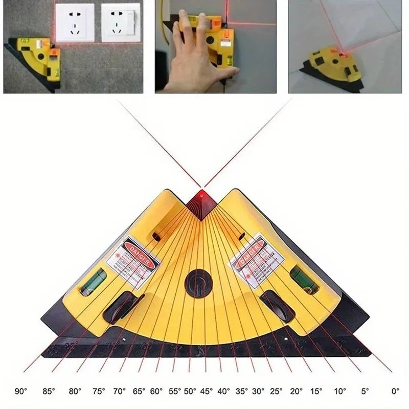 1 Piece High Precision Laser Level with 90 Degree Vertical Horizontal Line Projection for Precise Right Angle Measurement Tool