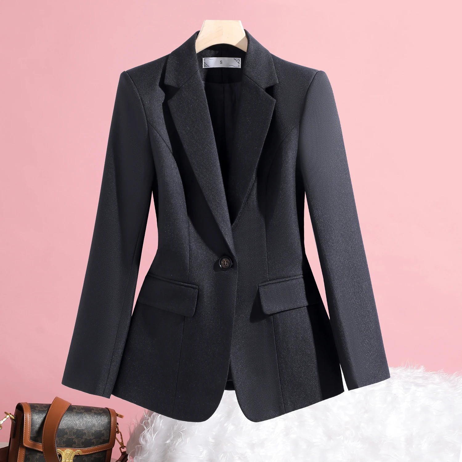 سترة رسمية للسيدات من NAVIU للمكتب باللون الرمادي والكاكي بدلة نسائية للعمل معطف كاجوال نحيف