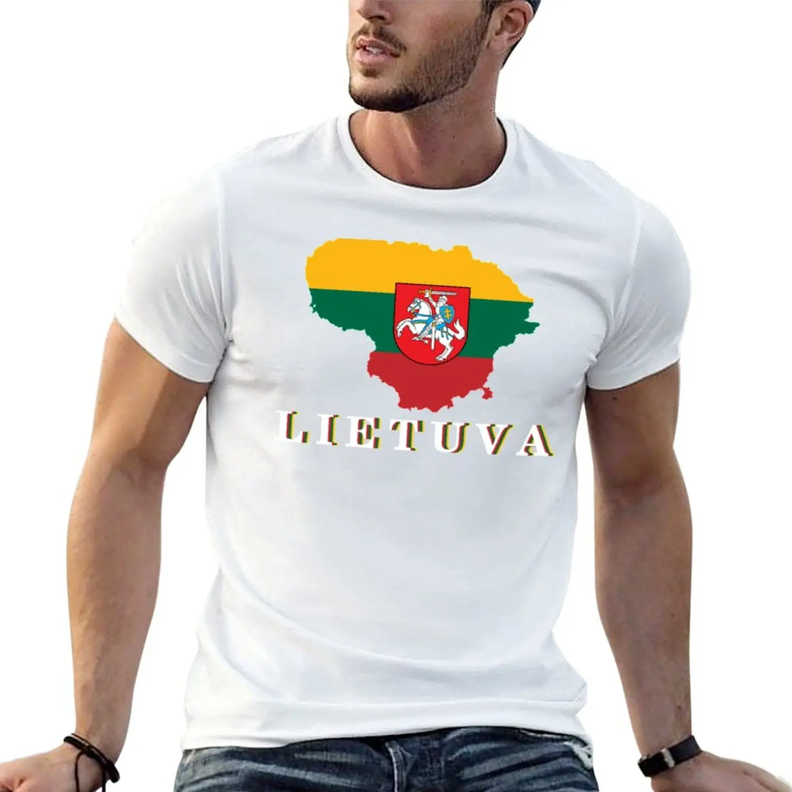 

Lithuania Lietuva Country Flag Outline Design T-Shirt men t shirt cotton 100% man t shirts high quality luxury brand T-Shirt
