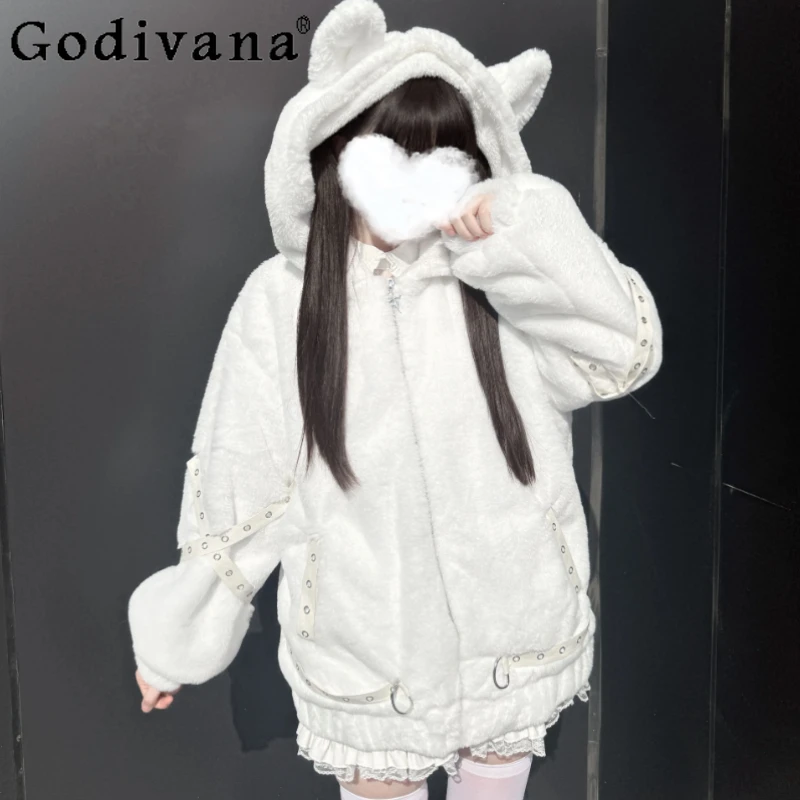 اليابانية ثقافة فرعية القوطية فو الفراء سترة شتاء جديد الفتيات الحلو كول الدافئة سميكة معطف الفرو النساء الألغام أفخم مقنعين سترة #2