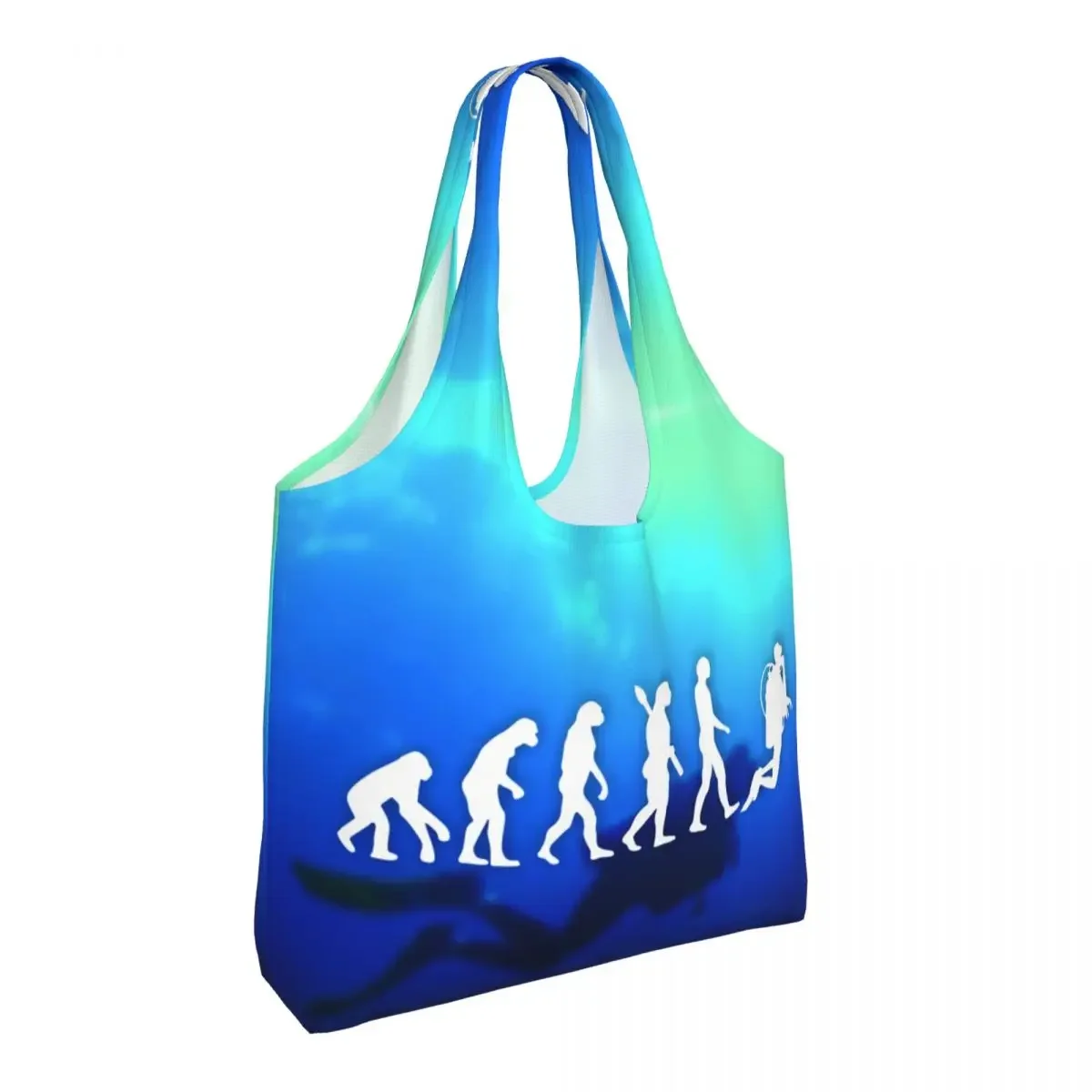 Reusable Scuba Diving Evolution Shopping Bag Women Canvas Shoulder Tote Bag Durable Groceries Shopper Bags Handbags