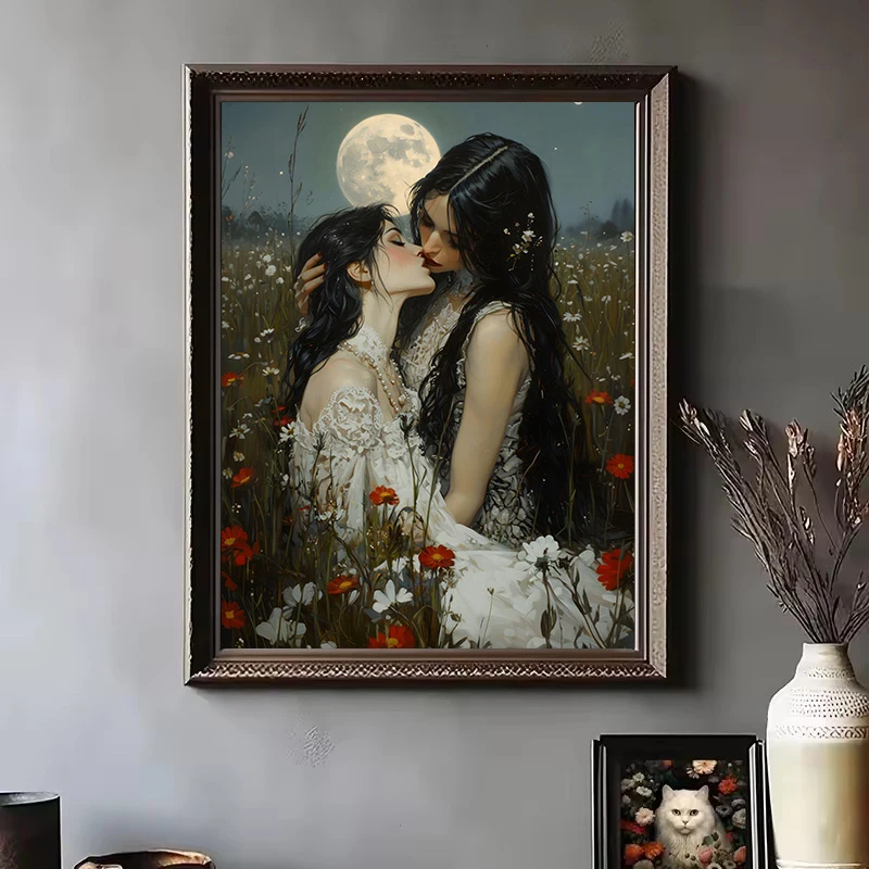 الفيكتوري مثليه القوطية الأساطير اليونانية فتاة زوجين Cottagecore المشارك حائط لوح رسم الفن صور ديكور المنزل الداخلي #4