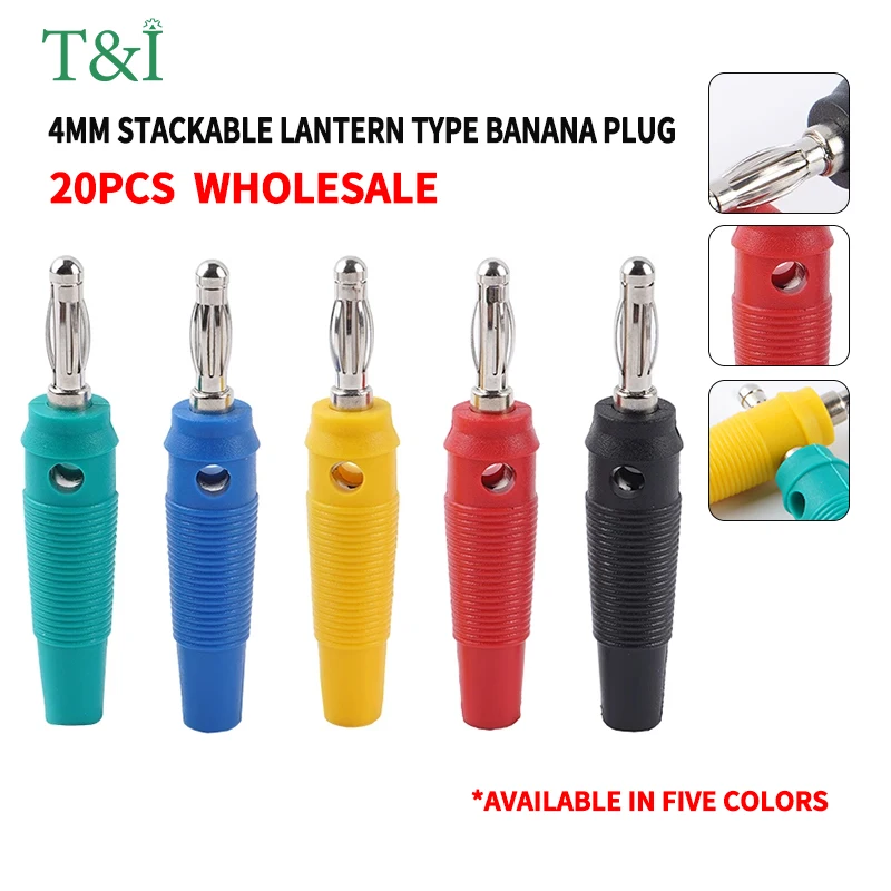 20Pcs 4mm Banana Plug Lantern Regulated Power Supply Universal Meter Test Plug Welding-Free Soft Rubber Shell Non-Slip Sheath