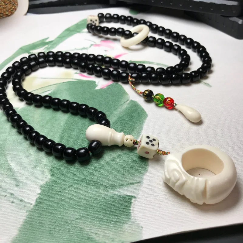 Natural ox horn, always winning when gambling, paired with ox dragon ring dice and ox bone integrated three-way running rin