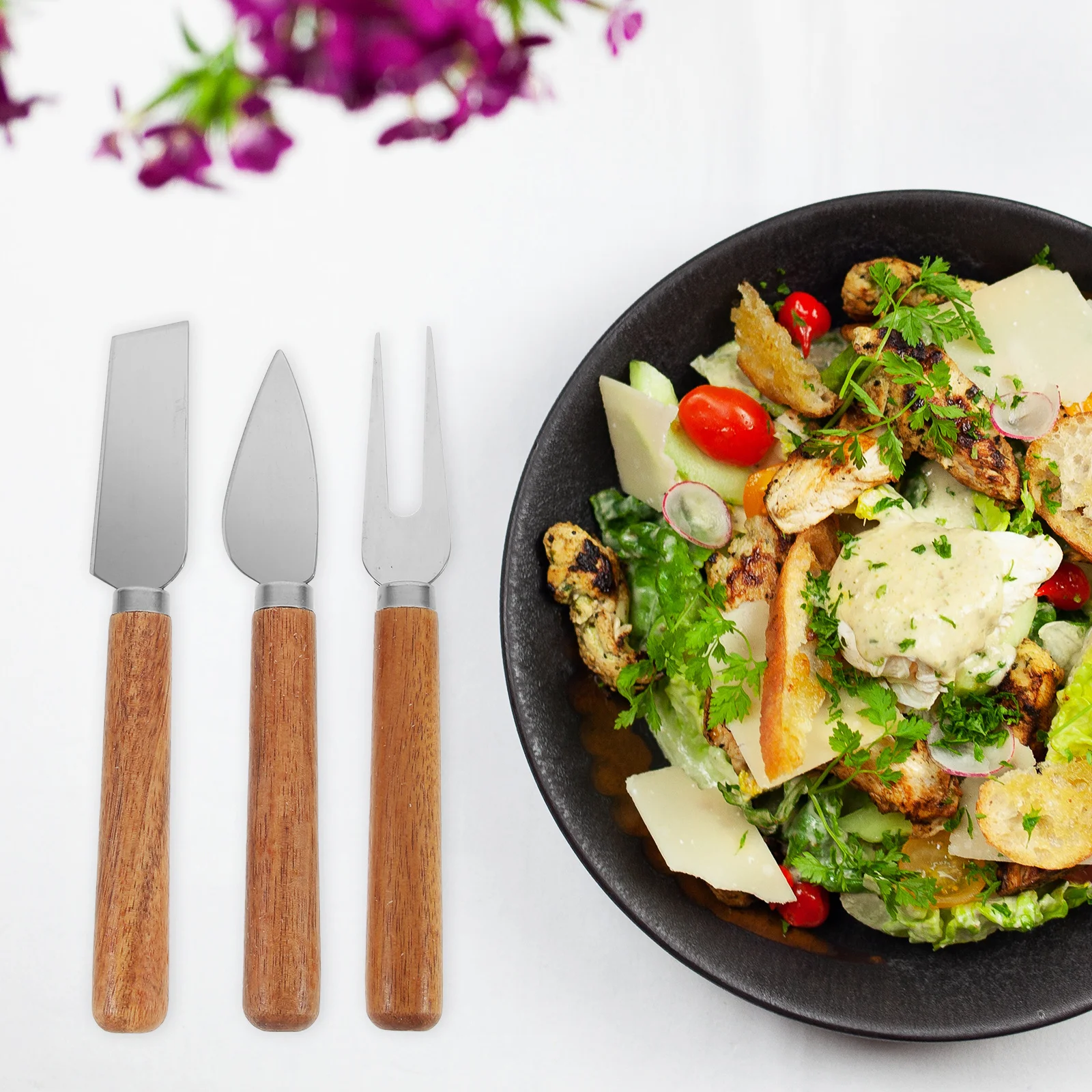 

4pcs Cutter Set Stainless Steel Wood Handle Portable Cheese Spreader Kitchen Baking Tools For Charcuterie Board Butter Cake