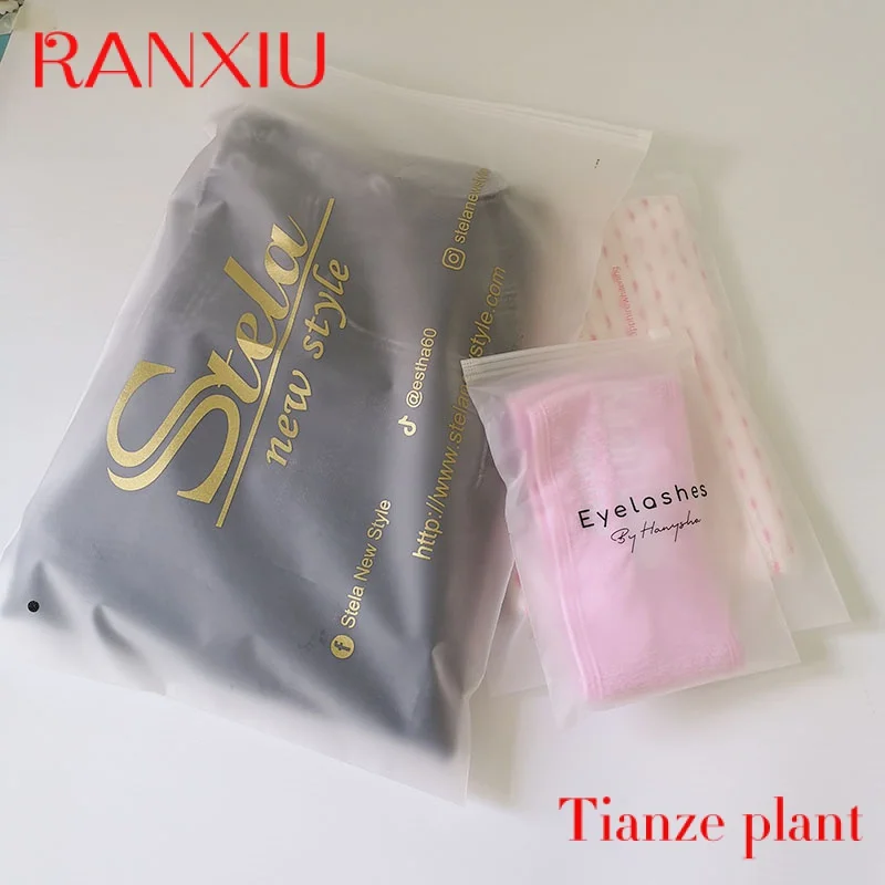 Custom Custom logo plastic zipper bag T shirt clothes frosted package reusable ziplock bag for package