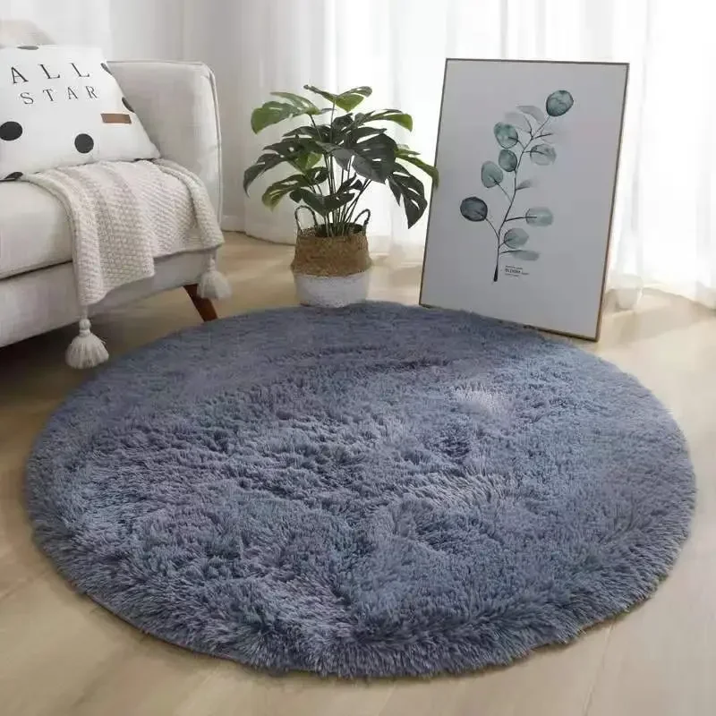 Fluffy Round Rugs For Girls Bedroom Soft Shaggy White Carpet In The Living Room Bedside Rugs Pink Home Decor Hairy Baby Play Mat