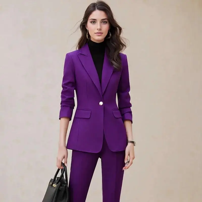 Elegant Fashion Lace Up Blazer Sets for Women 2 Pieces 2024 Autumn New Chic Casual Long Sleeves Flare Pant Female Clothing Suit