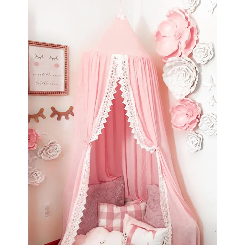 

princess bed canopy mosquito net for kids baby crib, round dome kids indoor outdoor castle play tent hanging house decoration re