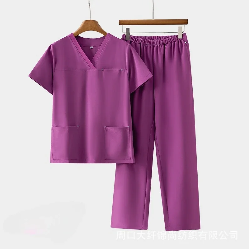 Elastic Ice Silk Quick-drying Workwear Set for Professionals Women's Summer Short-sleeve Black Scrub Suit